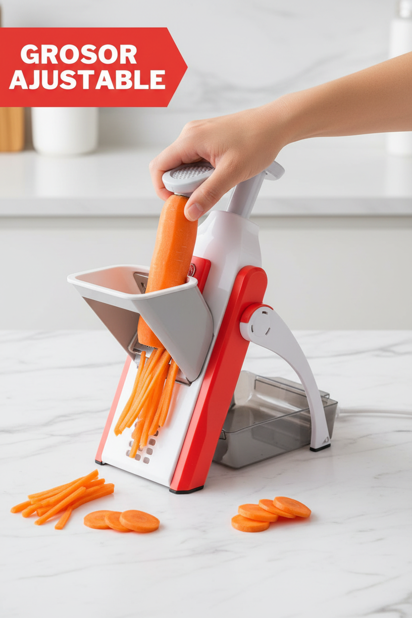 Picador de Verduras Vertical Multifuncional - Corte Seguro y Rápido