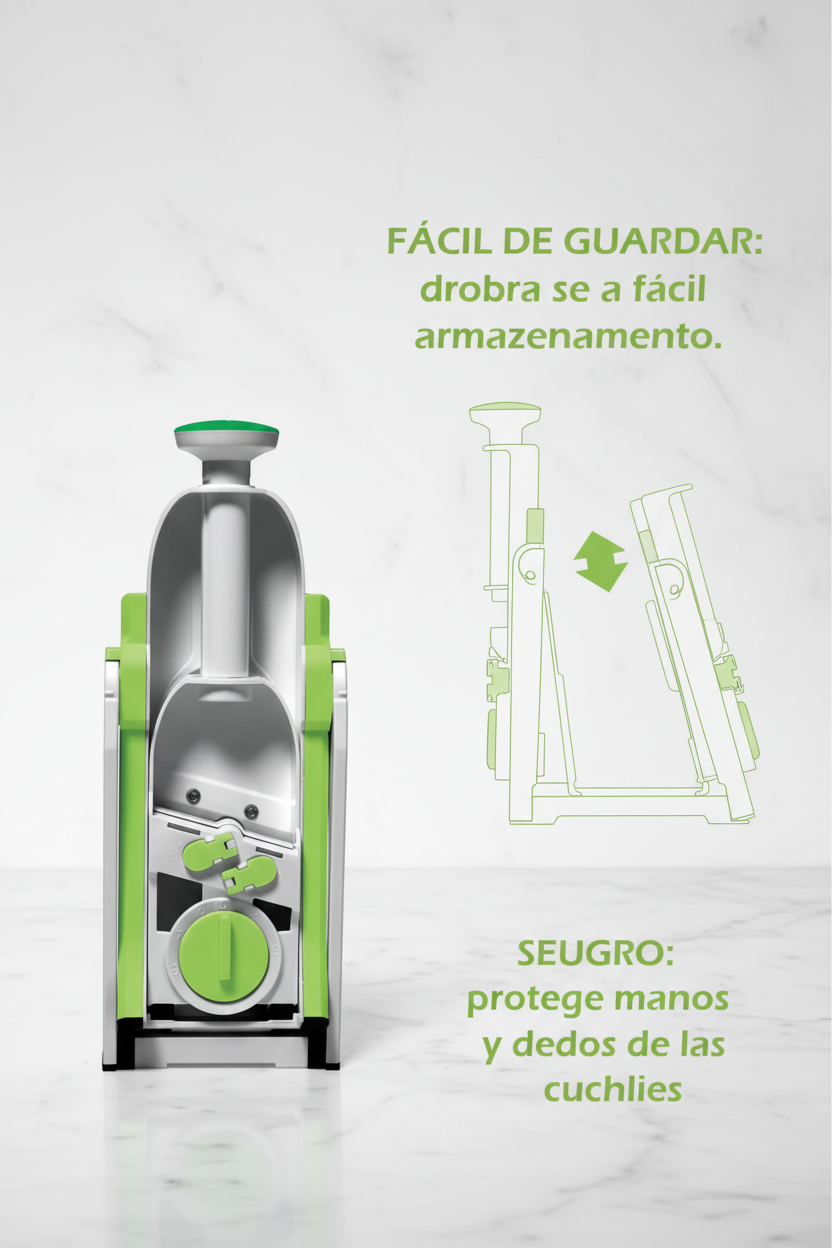 Picador de Verduras Vertical Multifuncional - Corte Seguro y Rápido