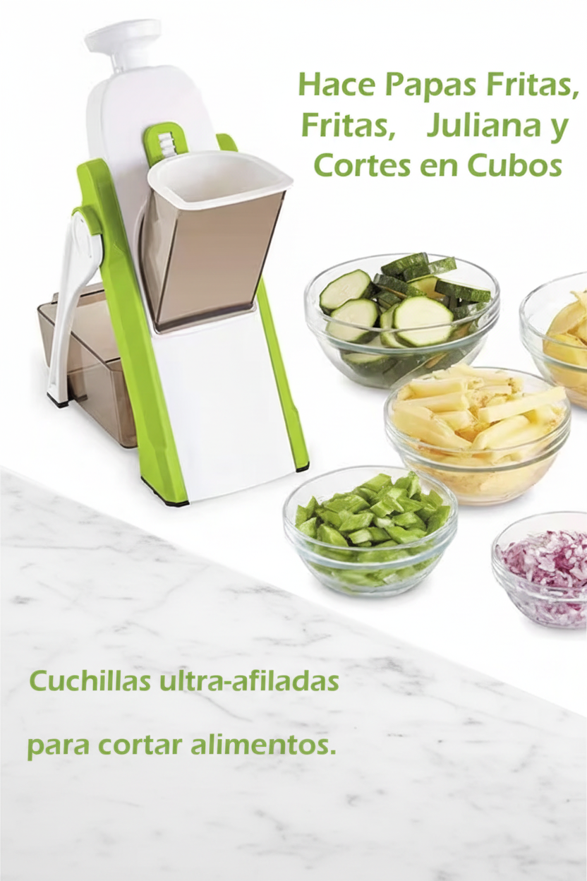 Picador de Verduras Vertical Multifuncional - Corte Seguro y Rápido